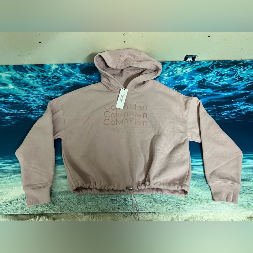 ❄️Calvin Klein Performance Womens Pink Triple Logo Hoodie Sweatshirt PFRT2065 L - Picture 3 of 9